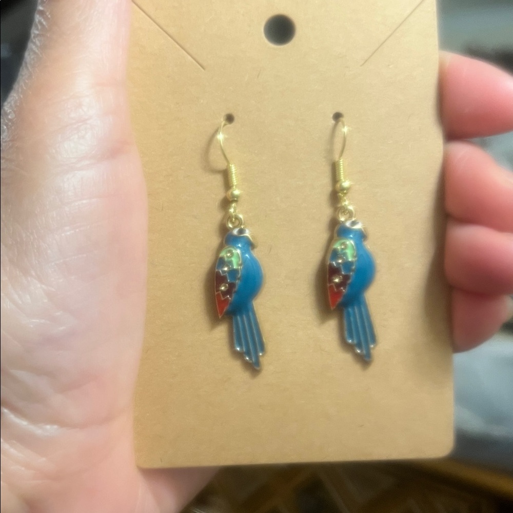 Blue Parrot Drop Earrings